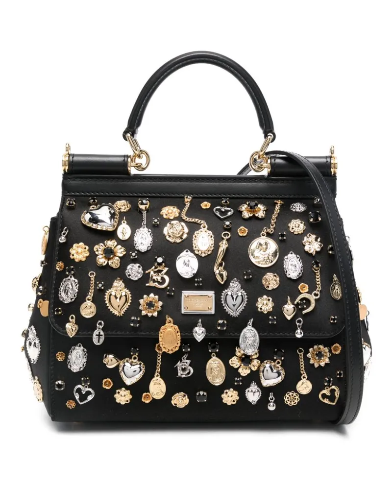 Dolce & Gabbana Kleine Sicily Handtasche - Schwarz Schwarz
