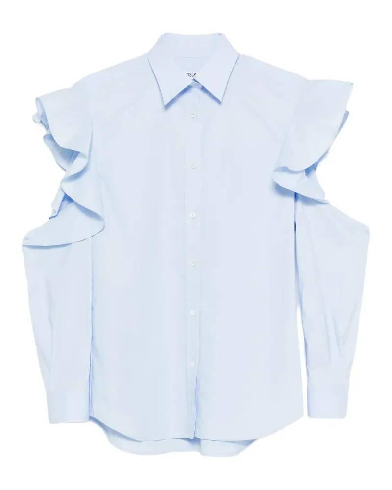 Moschino ruffled cold-shoulder top - Blau Blau