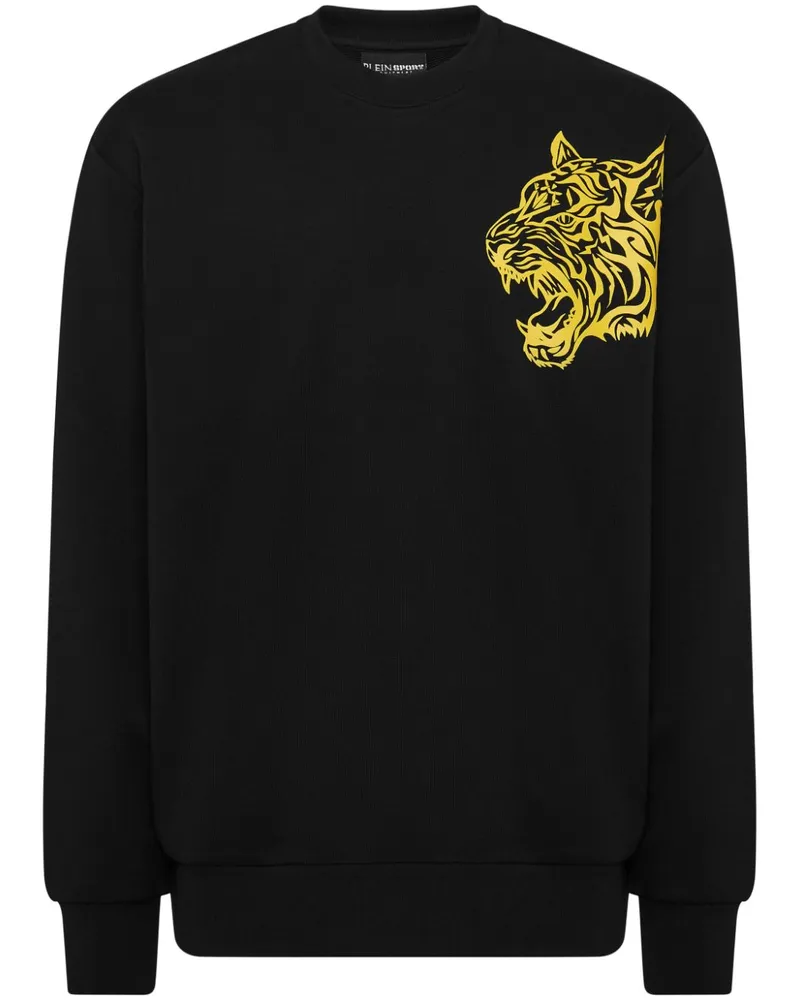 Philipp Plein Tiger Sweatshirt mit rundem Ausschnitt Schwarz