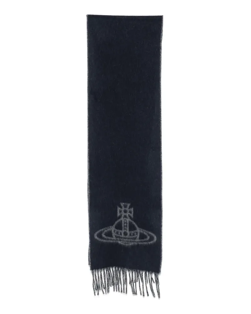 Vivienne Westwood Orb-logo fringed scarf - Grau Grau