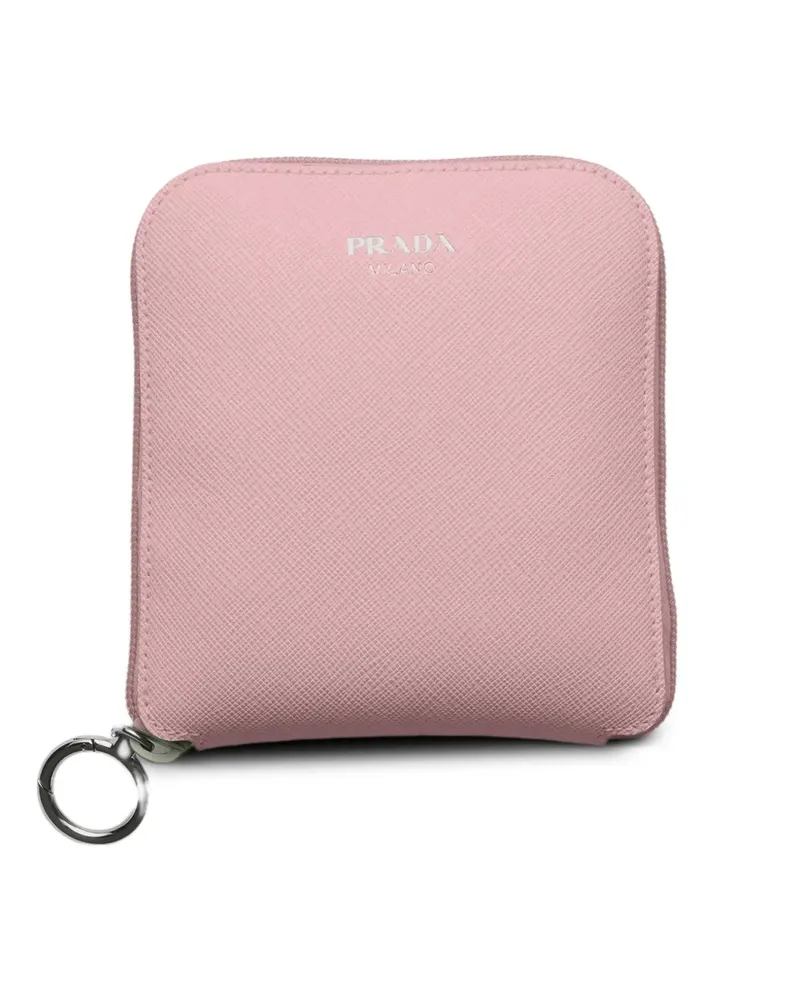 Prada Saffiano leather pendant with Re-Nylon tote bag - Rosa Rosa