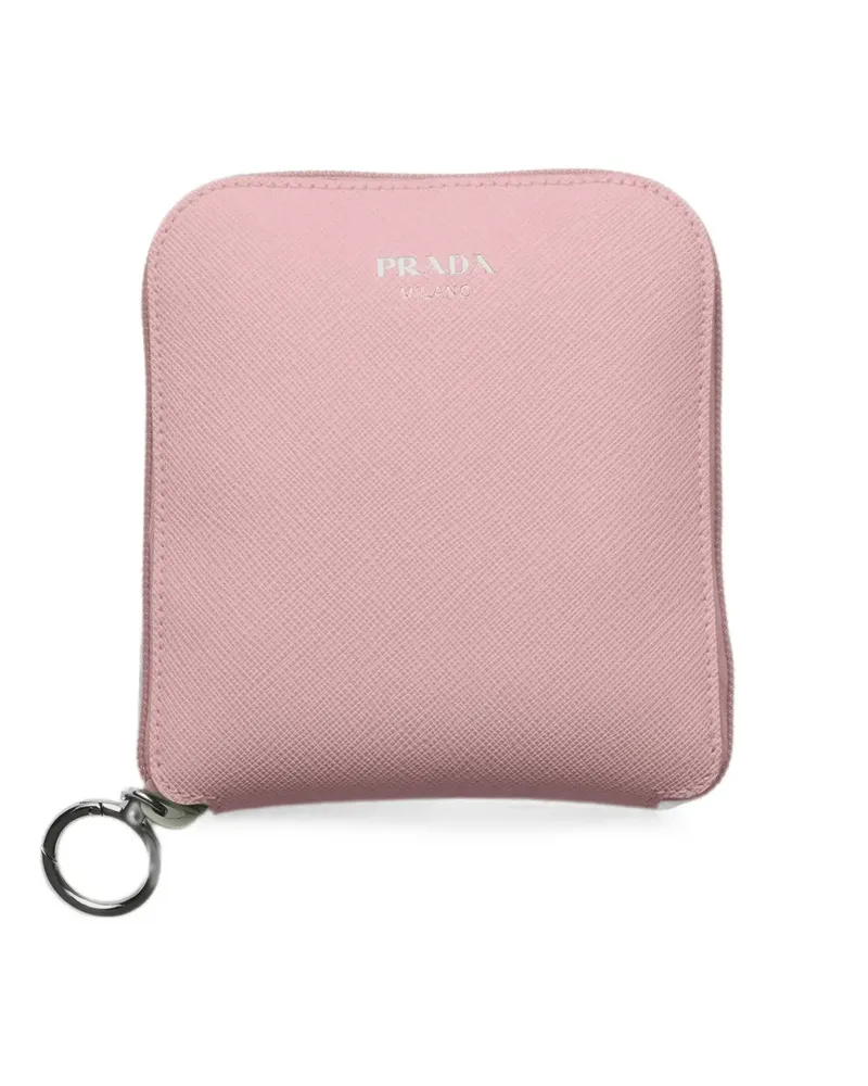 Prada Saffiano leather pendant with Re-Nylon tote bag - Rosa Rosa