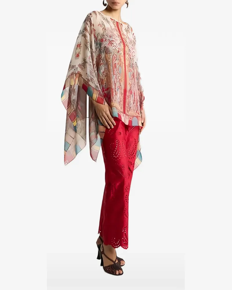 Etro Seiden-Poncho mit Paisley-Motiv - Nude Nude