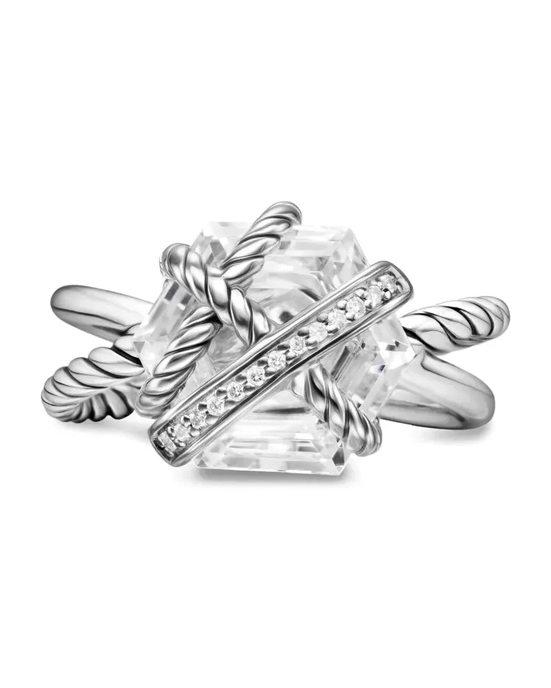 David Yurman Cable Wrap Sterlingsilberring mit Diamanten Silber