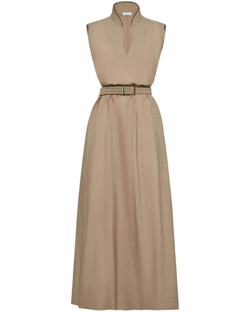Brunello Cucinelli Ärmelloses Maxikleid - Nude Nude