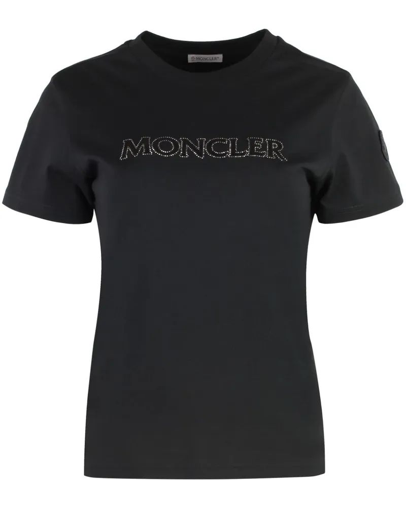Moncler T-Shirt mit Kristallen - Schwarz Schwarz