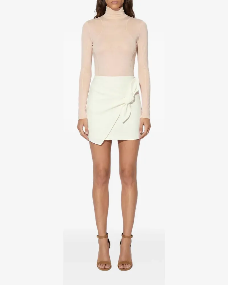 Elisabetta Franchi lightweight crêpe miniskirt with bow - Weiß Weiß