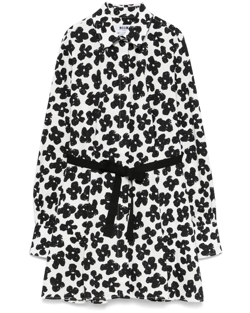 MSGM Minikleid mit Blumen-Print - Weiß Weiß