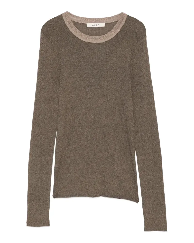 6397 contrast-trim fine-knit sweater - Braun Braun