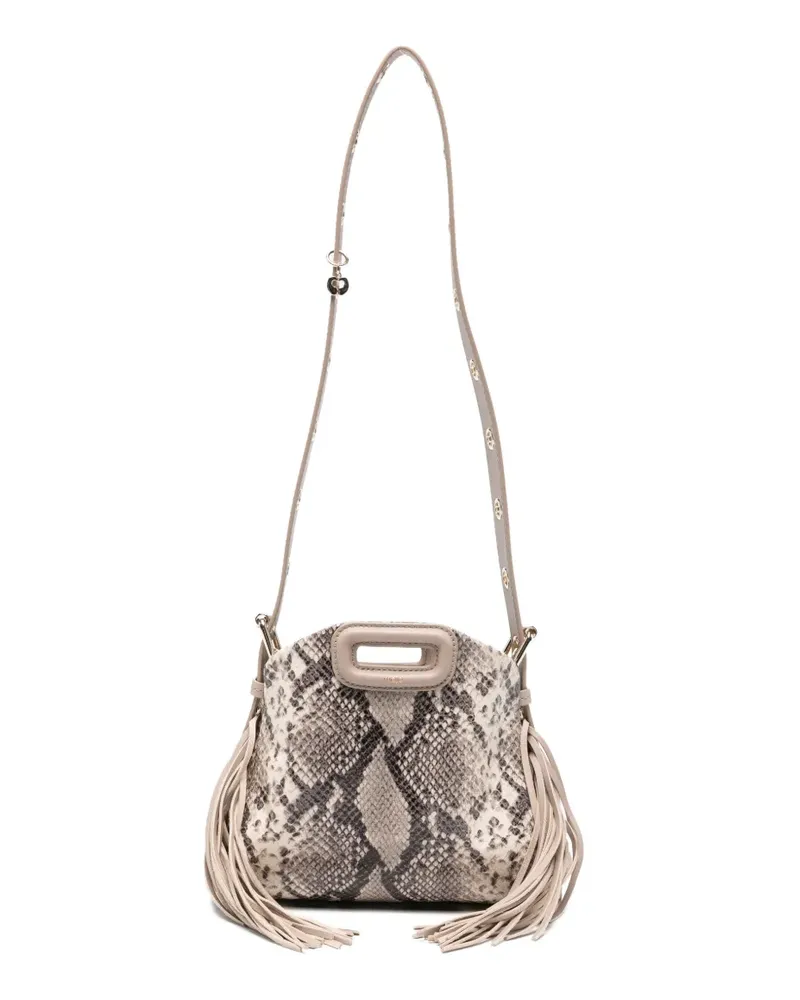 Maje snake-print fringed cross body bag - Nude Nude