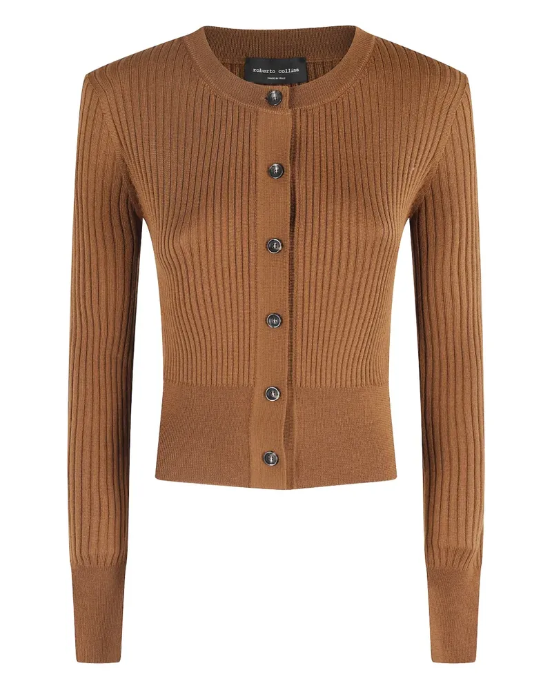 Roberto Collina Gerippter Cardigan mit Knöpfen - Braun Braun