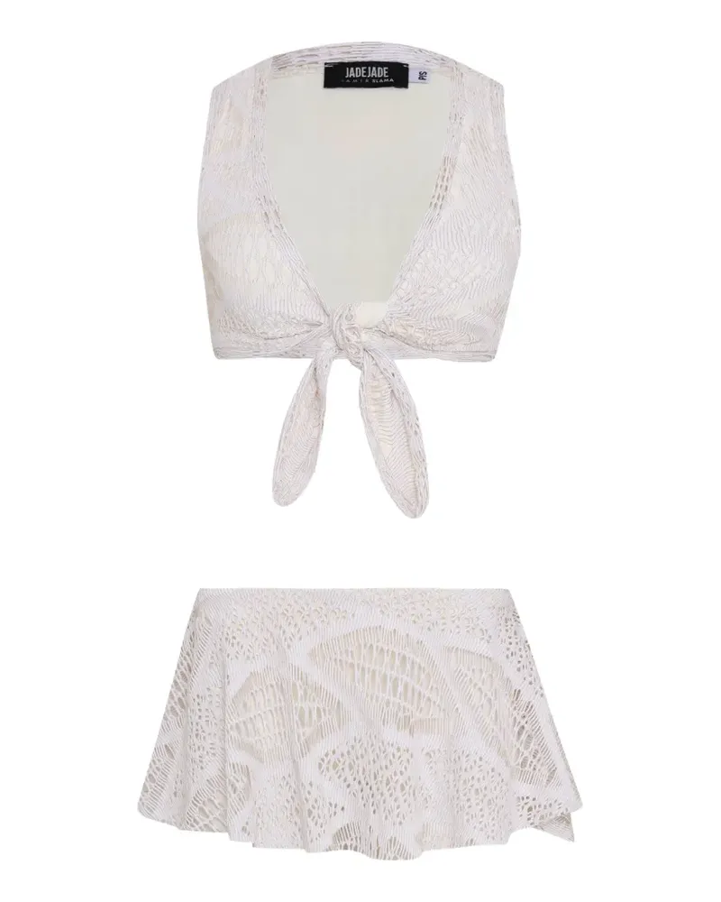 Amir Slama x Jade Picon tie-detail knitted bikini - Weiß Weiß