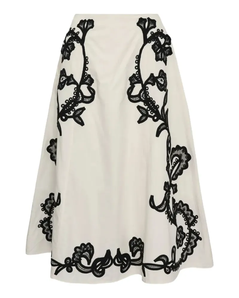 Ulla Johnson embroidered A-line skirt - Weiß Weiß