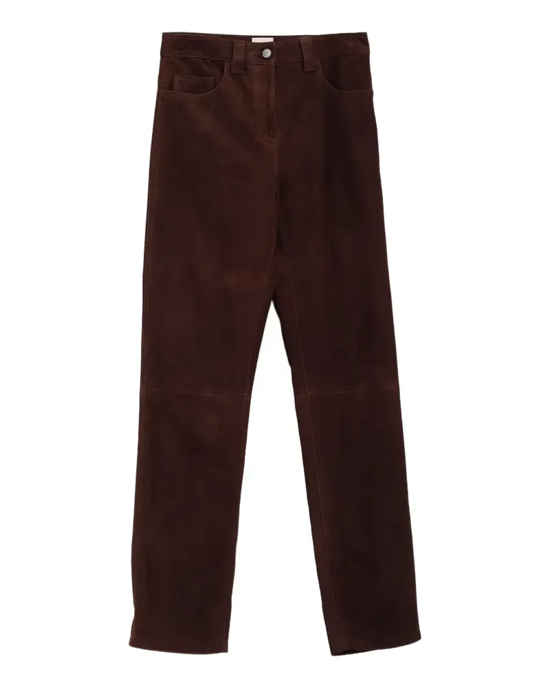 KHAITE straight suede trousers - Braun Braun