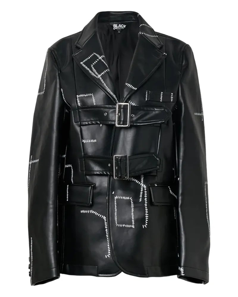 Comme des Garçons stitched-detail leather blazer - Schwarz Schwarz