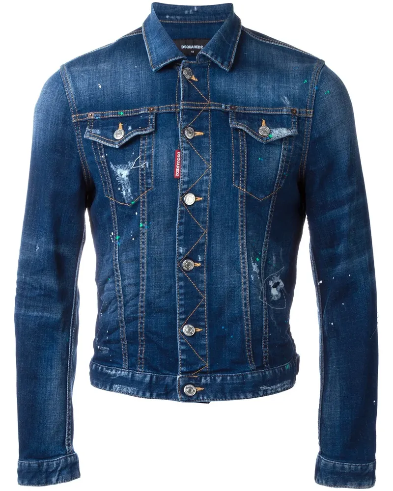 Dsquared2 Jeansjacke in Distressed-Optik - Blau Blau