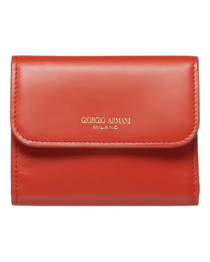 Giorgio Armani trifold leather logo-plaque wallet - Orange Orange
