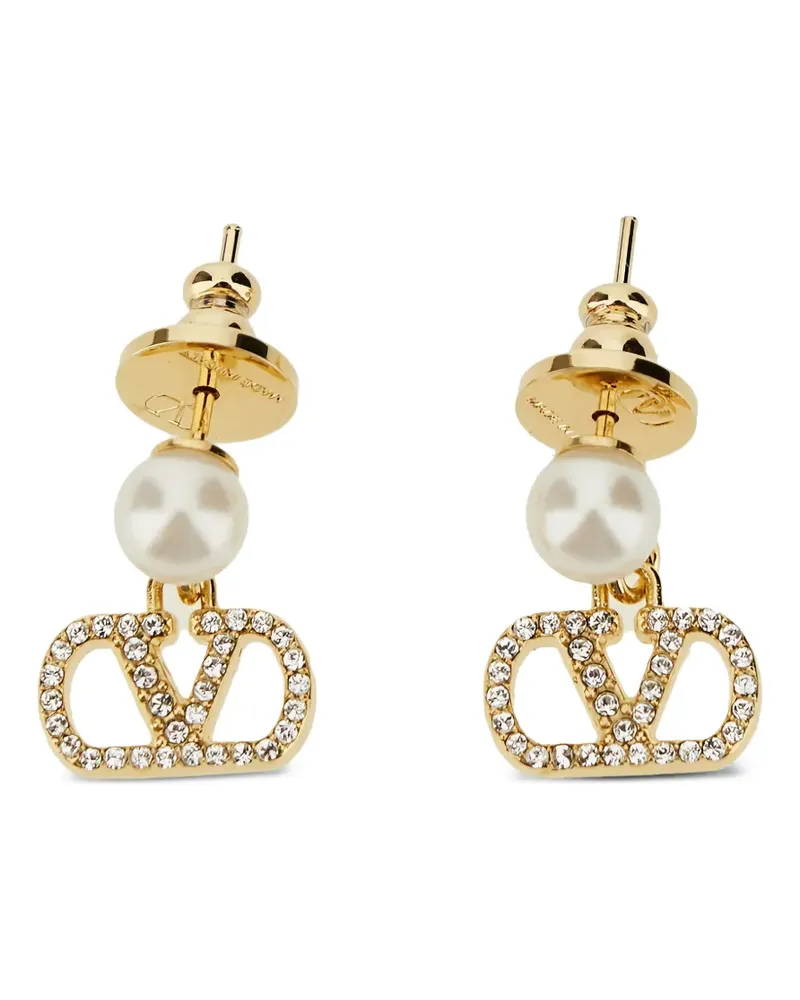 Valentino Garavani VLongo Signature pearl crystal earrings - Gold Gold