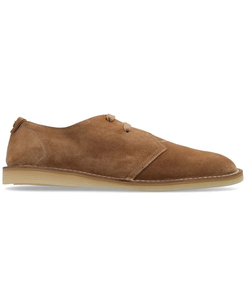 Dolce & Gabbana Derby-Schuhe aus Wildleder mit Logo-Detail - Nude Nude
