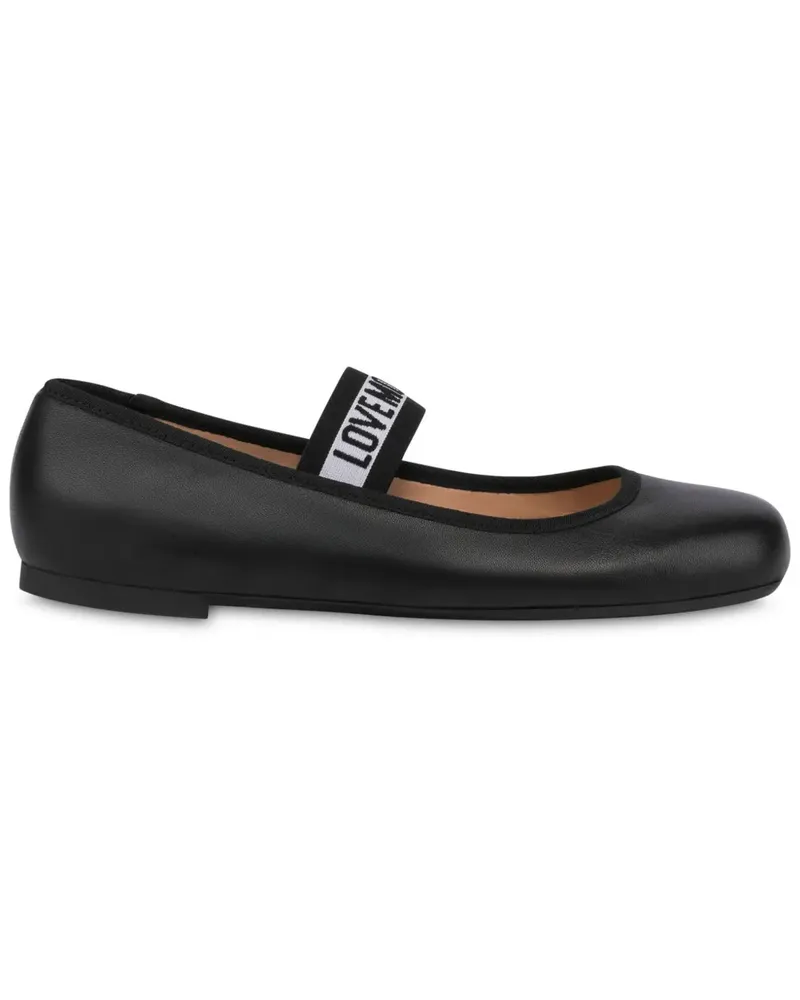 Moschino Ballerinas mit Logo-Riemen - Schwarz Schwarz
