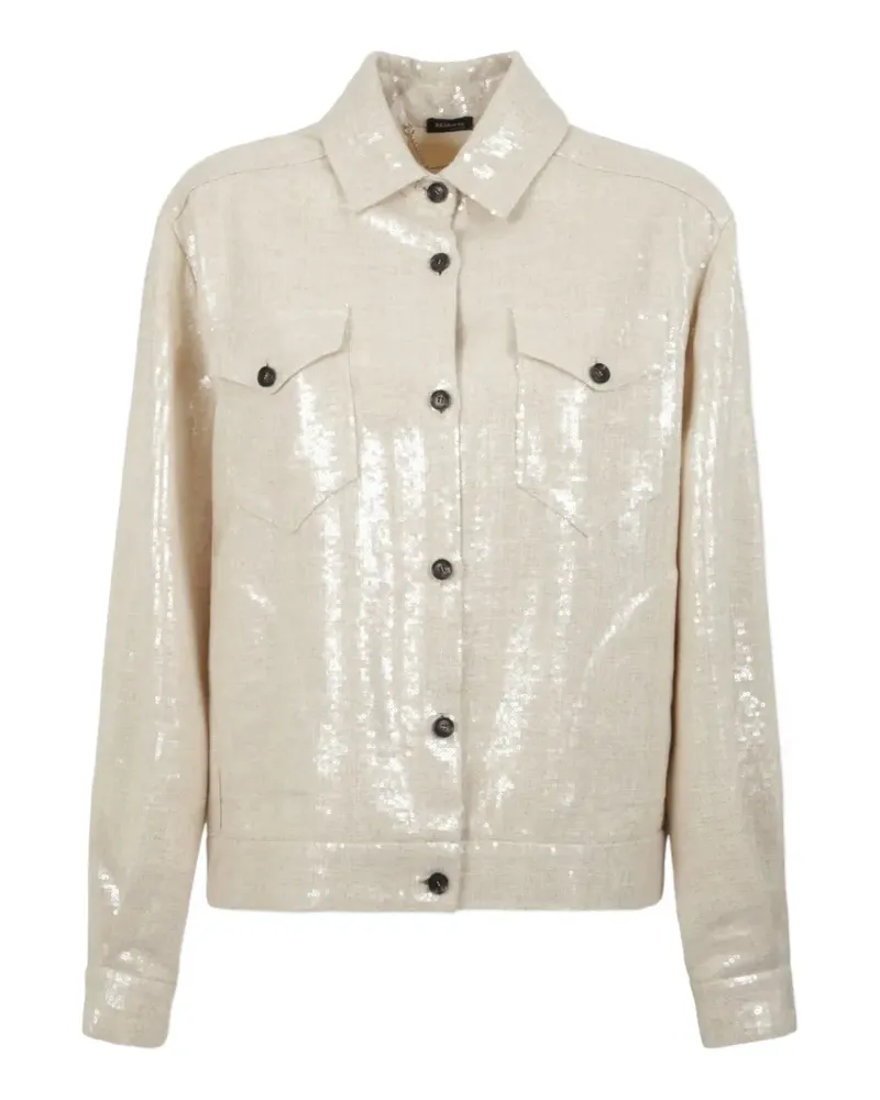 Kiton sequin-embellished straight-cut jacket - Nude Nude