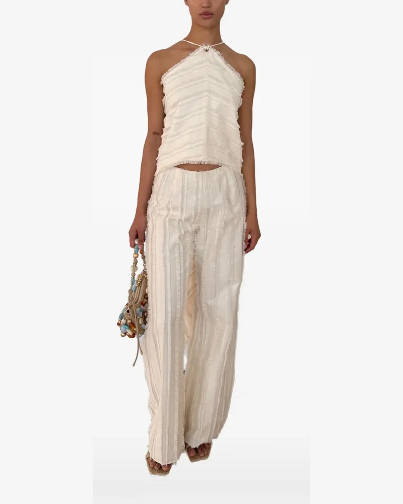 Cult Gaia Venezia fringed halterneck top - Nude Nude