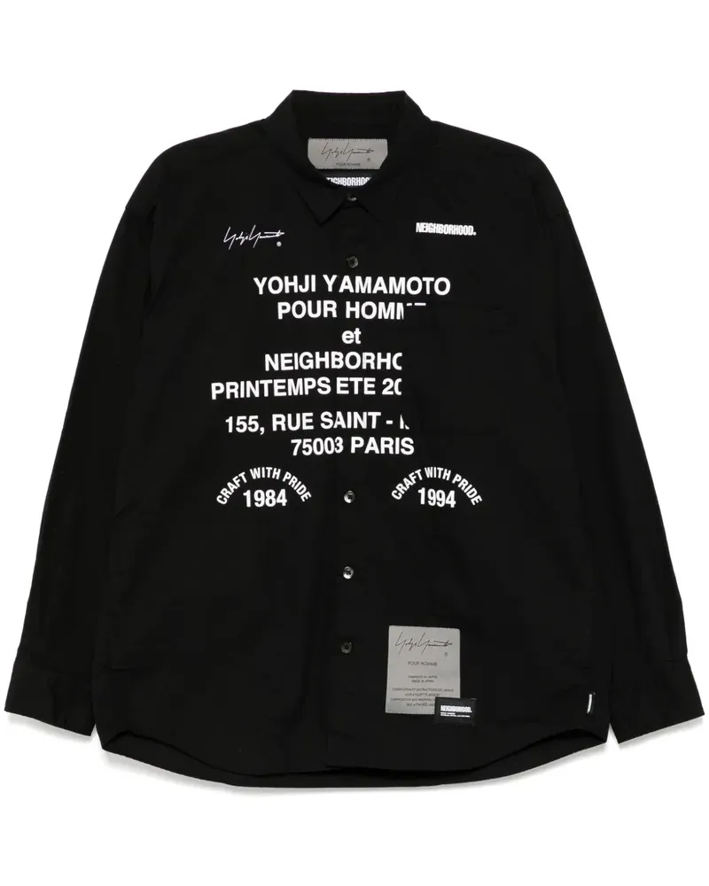 Yohji Yamamoto x Neighborhood Hemd mit Print - Schwarz Schwarz