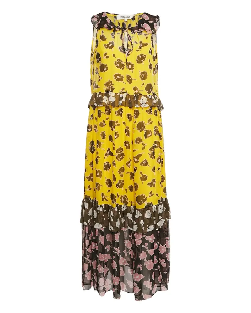 Diane von Furstenberg Gestuftes Kleid mit Blumen-Print - Gelb Gelb