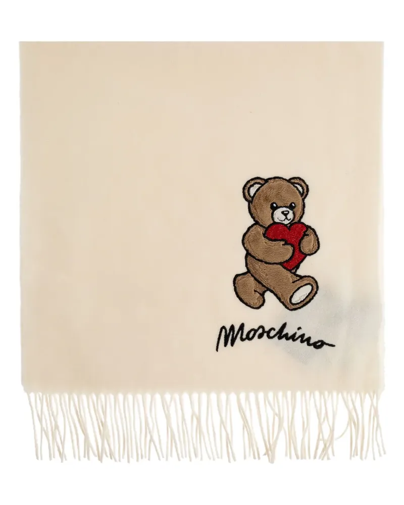 Moschino Schal mit Teddy-Herzstickerei - Nude Nude