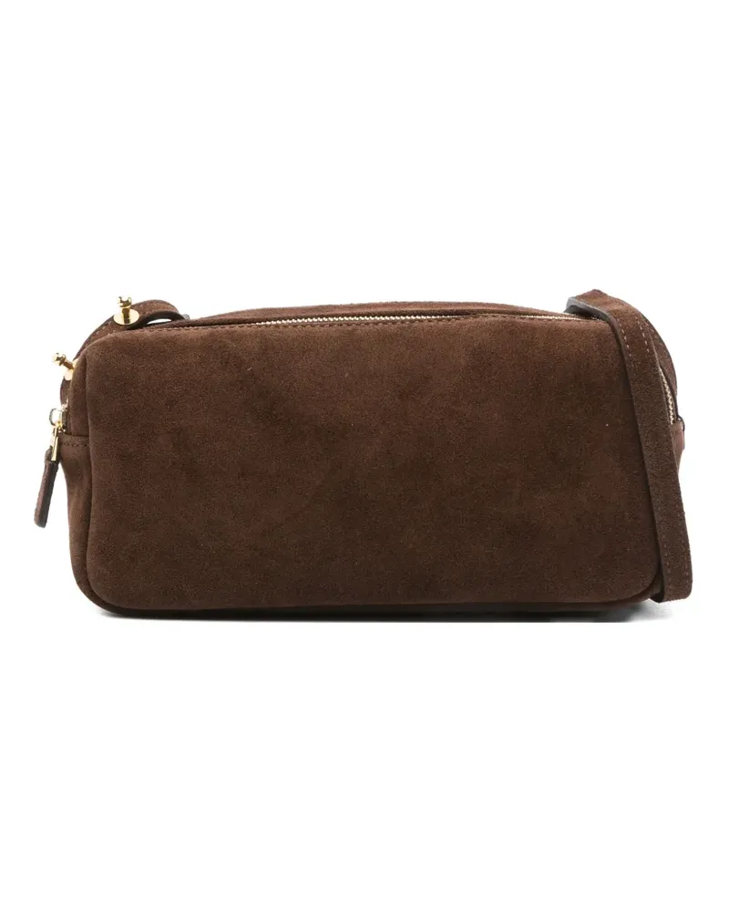Elleme Mini Trousse Wildleder-Schultertasche mit doppeltem Reißverschluss - Braun Braun