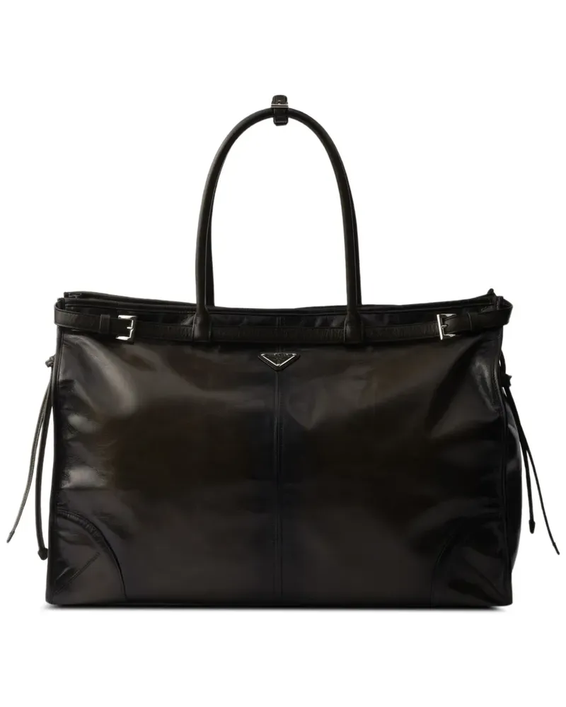 Prada Tote Bag mit Schnallenriemen - Schwarz Schwarz