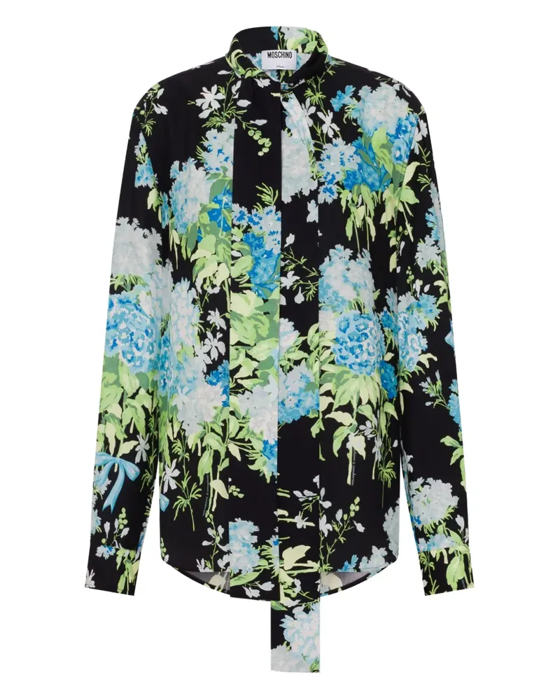 Moschino Seidenhemd mit Print - Schwarz Schwarz