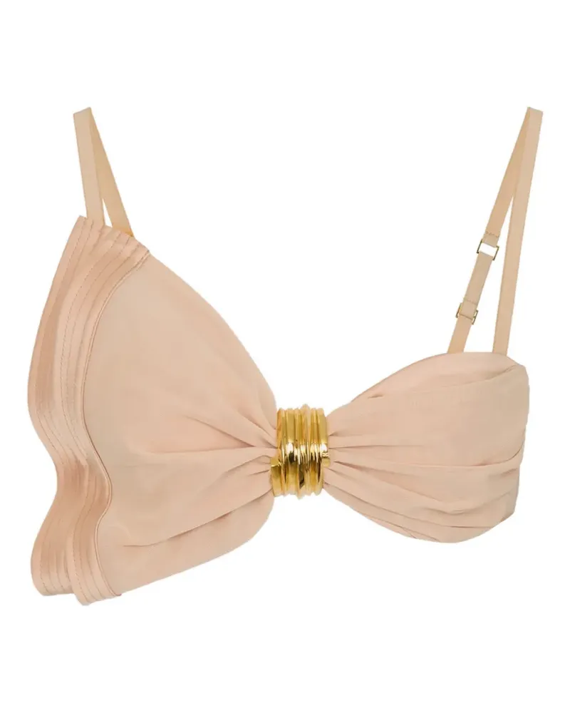 Elisabetta Franchi bow satin bra - Nude Nude