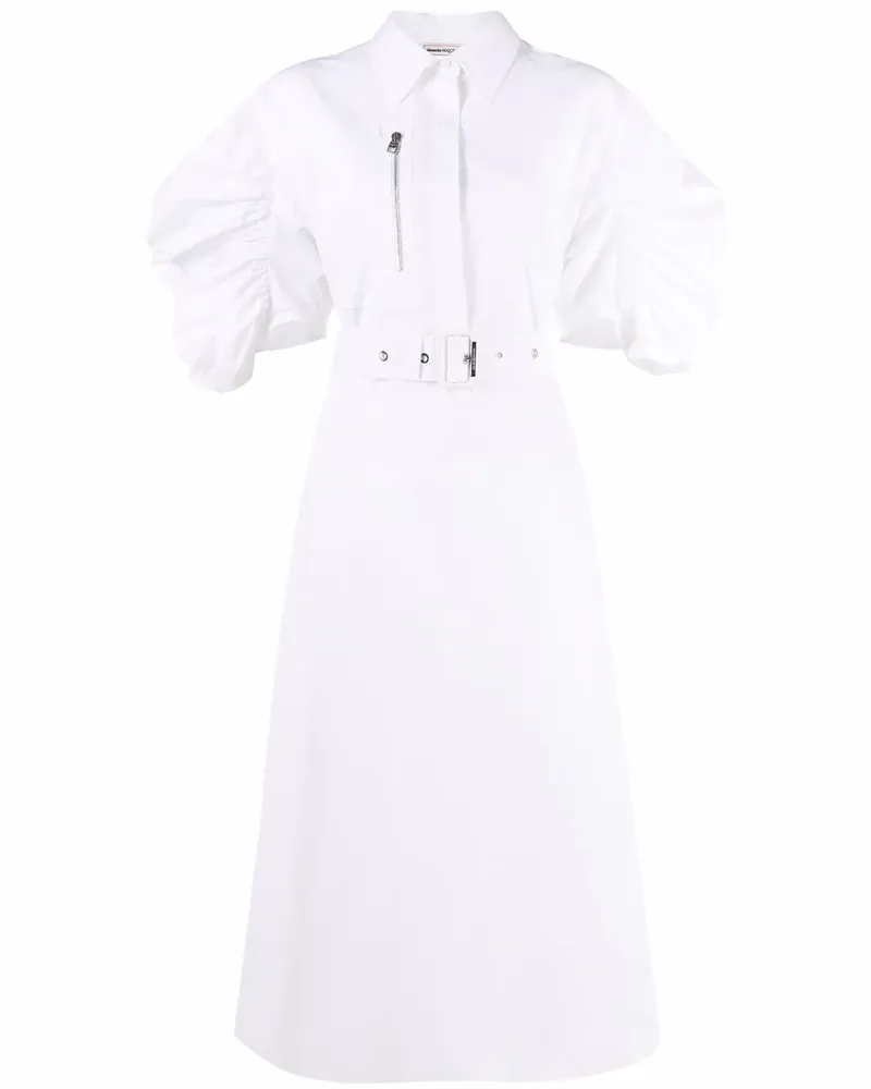Alexander McQueen Hemdkleid mit Puffärmeln - Weiß Weiß
