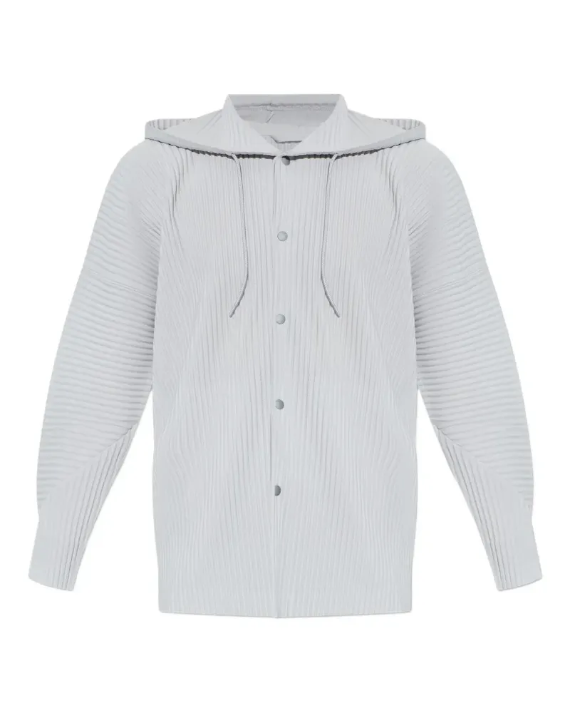 Issey Miyake Plissierte Kapuzenjacke - Grau Grau
