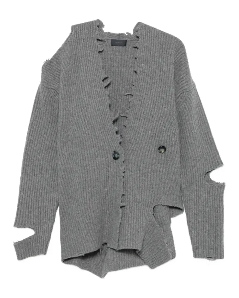 Haikure distressed ribbed-knit cardigan - Grau Grau