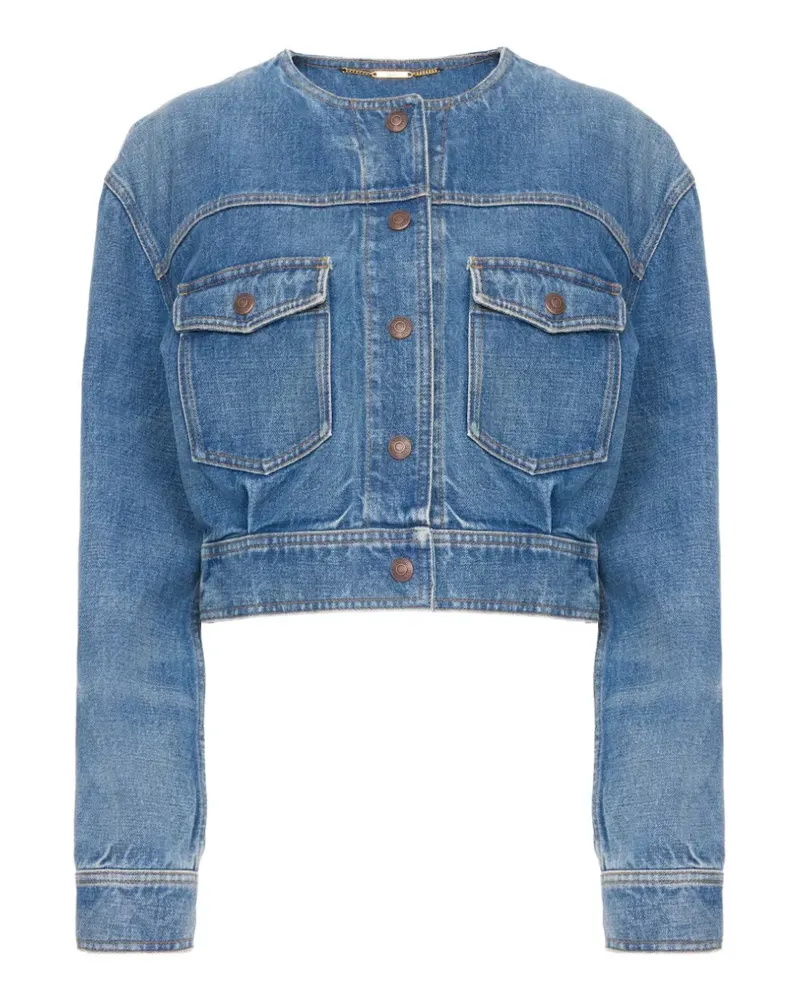 Chloé collarless patch-pocket denim jacket - Blau Blau