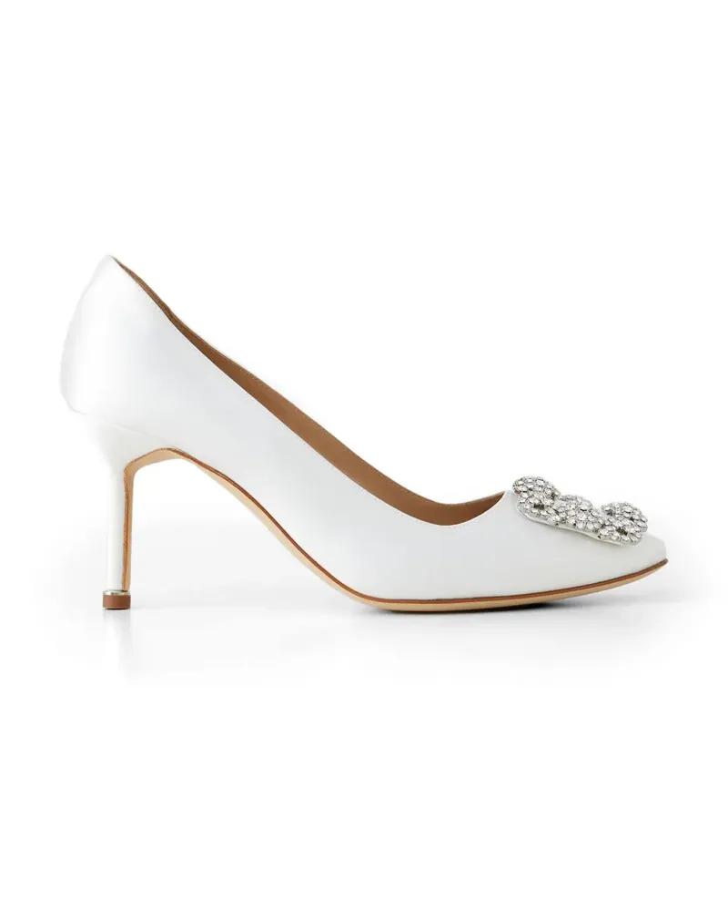 Manolo Blahnik Hangisi 70 crystal-buckle pumps - Weiß Weiß