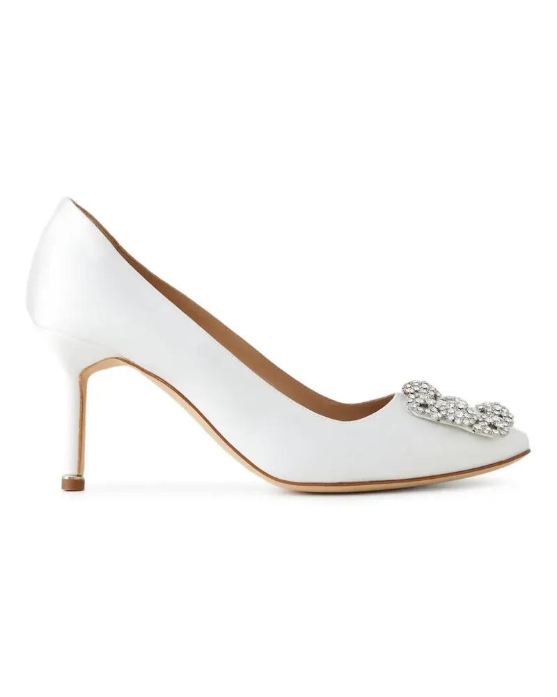 Manolo Blahnik Hangisi 70 crystal-buckle pumps - Weiß Weiß