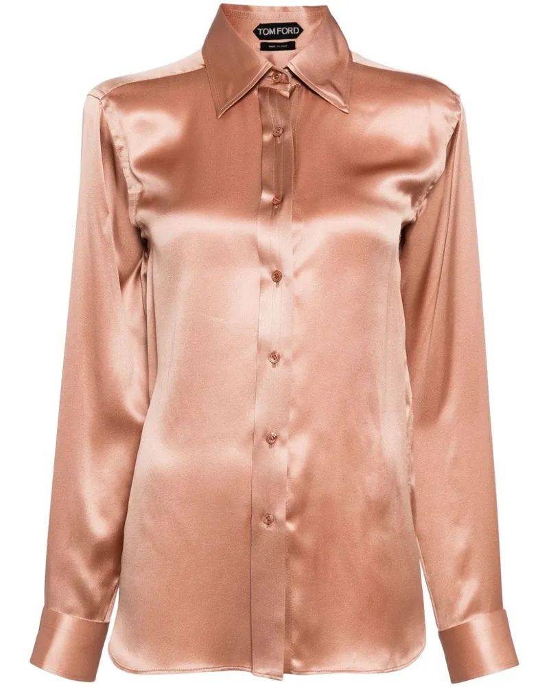 Tom Ford Langärmeliges Hemd aus Seidensatin - Nude Nude