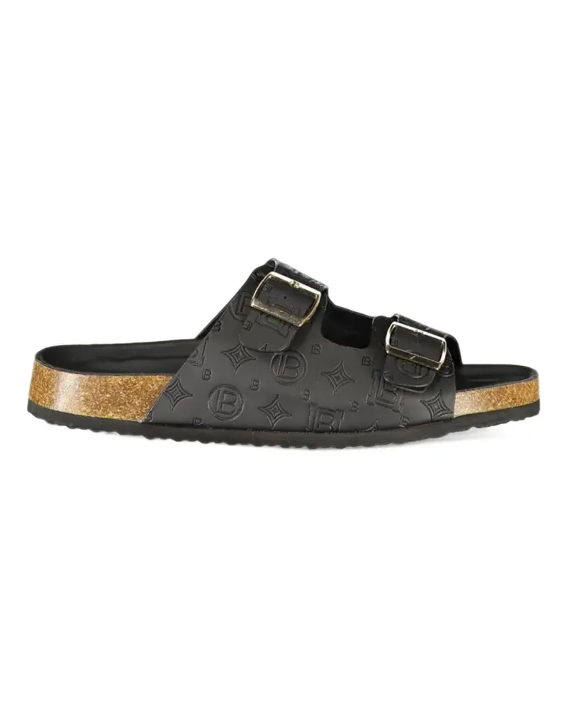 Laura Biagiotti logo-embossed buckle-fastening sandals - Schwarz Schwarz