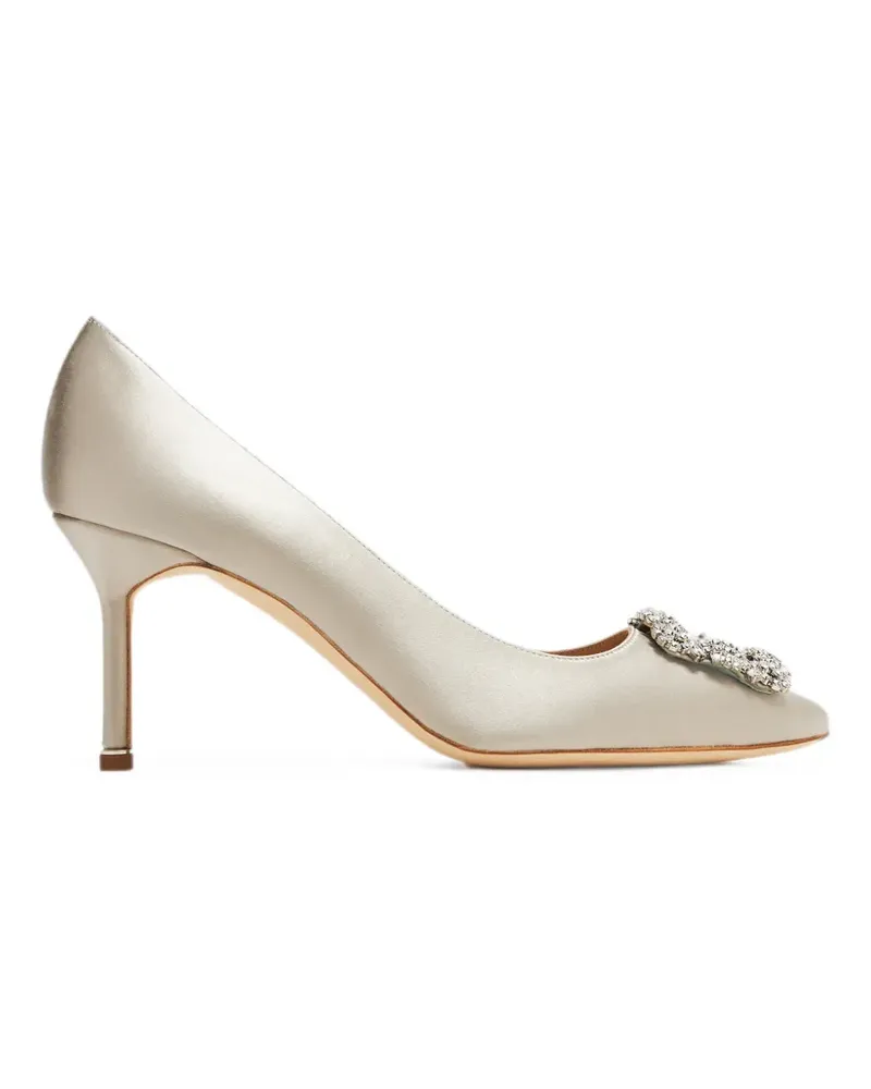 Manolo Blahnik Hangisi 70 crystal-buckle pumps - Nude Nude