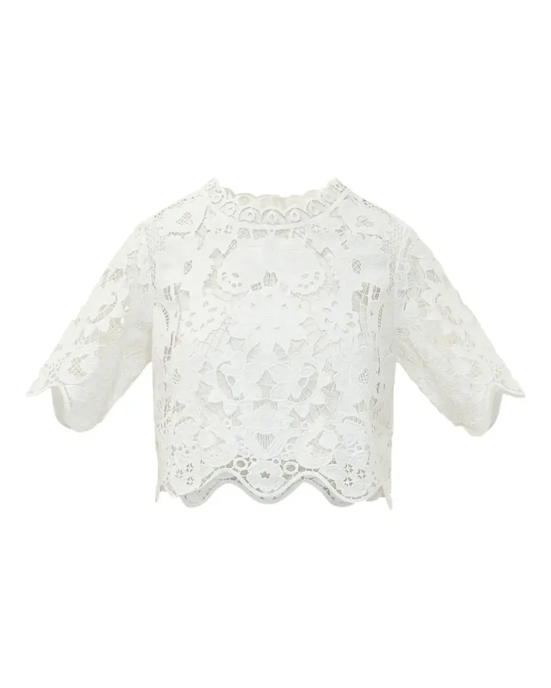 Michael Kors lace-embroidered cropped T-shirt - Weiß Weiß