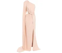 Asymmetrisches Jersey-Abendkleid - Braun