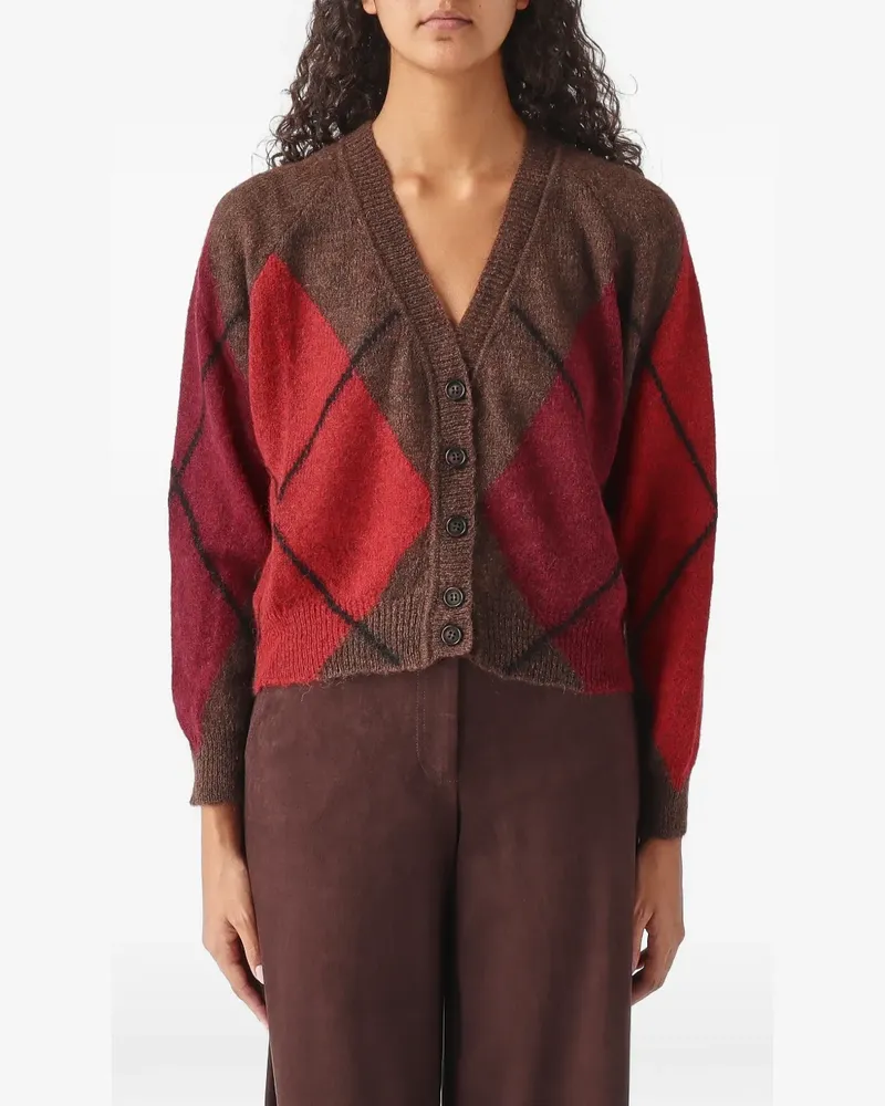 NENETTE Chantal argyle-knit V-neck cardigan - Braun Braun