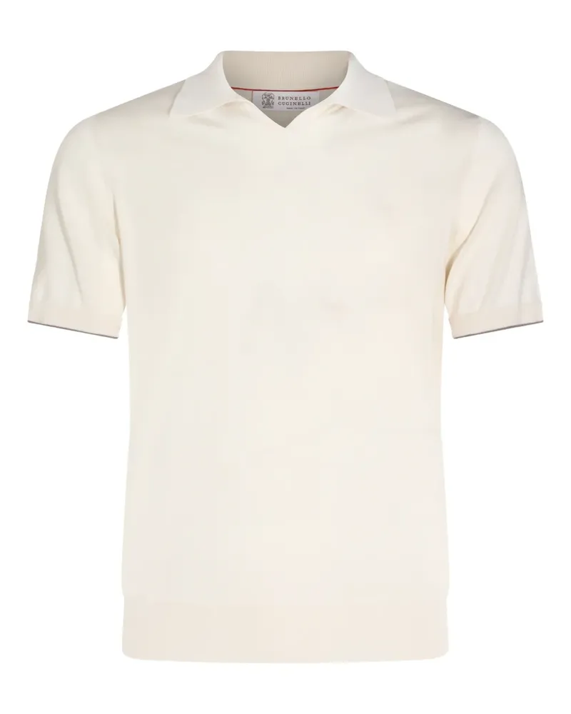 Brunello Cucinelli V-neck cotton top - Nude Nude