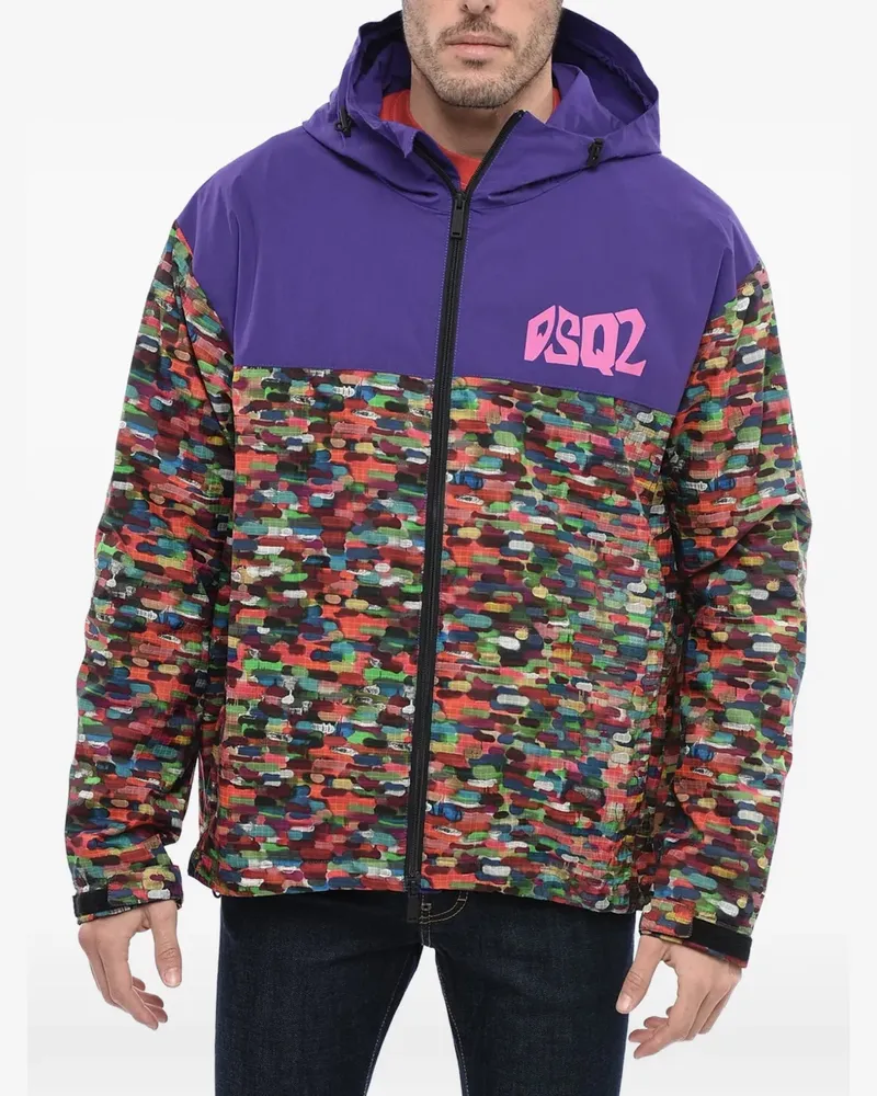Dsquared2 logo-print panelled jacket - Violett Violett