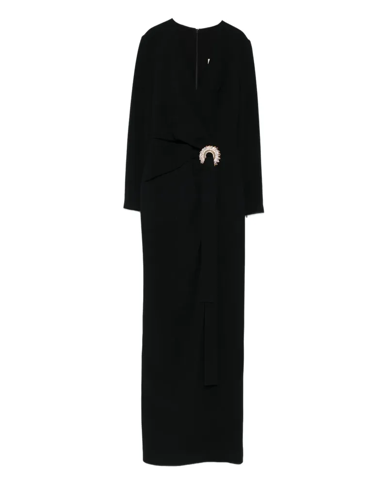Elie Saab Gewickeltes Maxikleid mit Kristallverzierung - Schwarz Schwarz