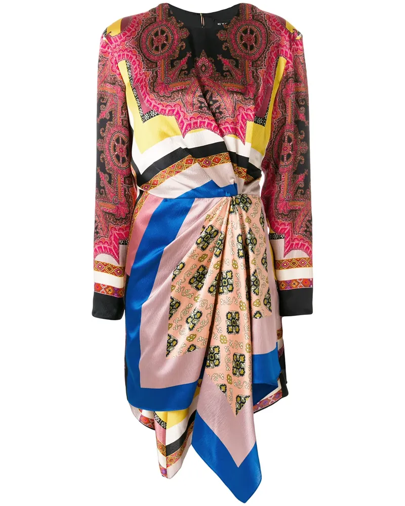Etro Gerafftes Seidenkleid mit Print - Mehrfarbig Mehrfarbig