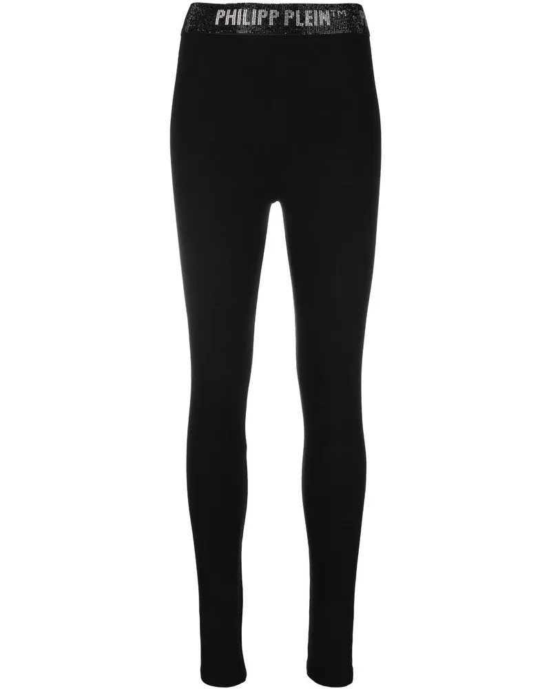 Philipp Plein Leggings mit Logo-Bund - Schwarz Schwarz